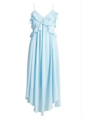 Chelsea28 Light Blue Ruffle-Trim Midi Dress